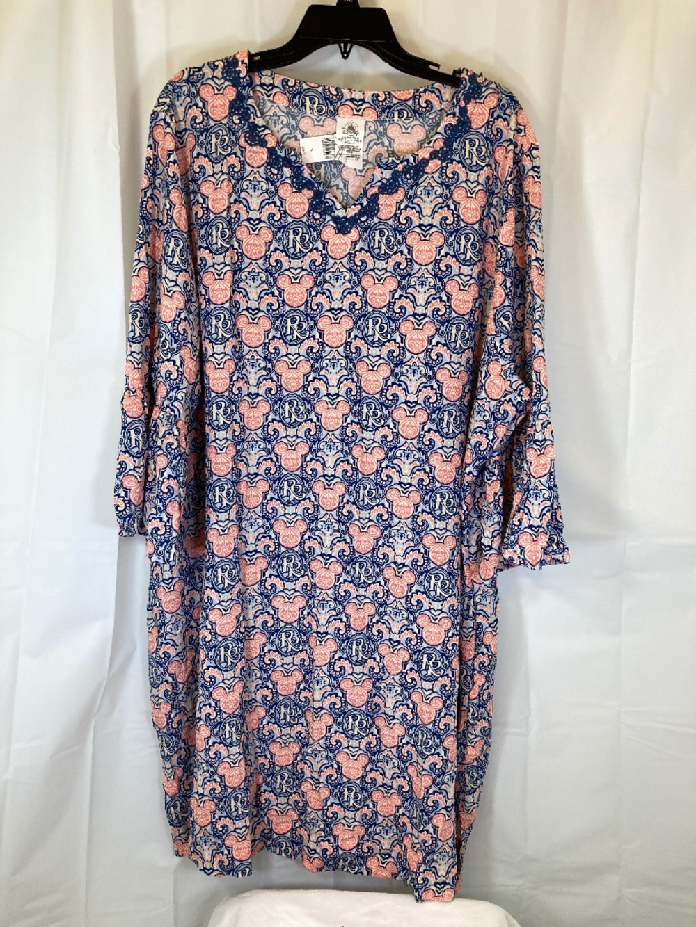 Disney Riviera Resort Dress Sz 3XL NWT Blue Pink Paisley Logos Mickey Mouse